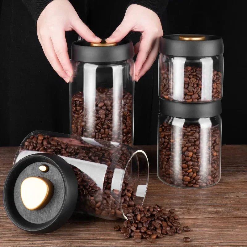 Transparent Glass Coffee Storage