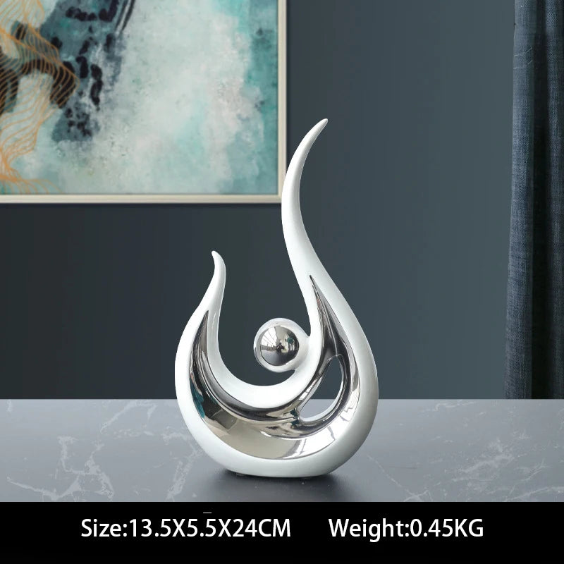 Nordic Abstract Ceramic Figurine Light Luxury Living Room Home Decoration Office Sculpture Decor Desk Accessories Craft Gift