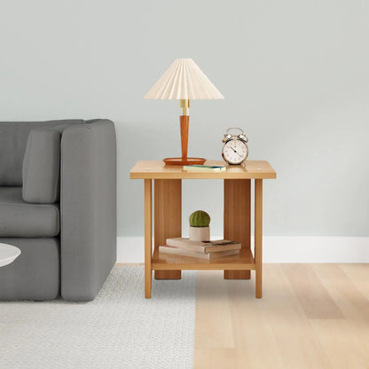 Wooden Double Layers Bedside Table Simple Solid Nightstands Night Table For Table Sofa Side Table Home Living Room Bedroom Furni