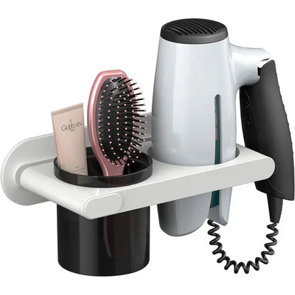 Wall Mounted Hair Dryer Holder, Self-Adhesive, Rack, Punch-Free, Bathroom Supplies, Shelf Organizer