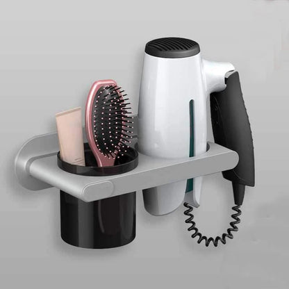 Wall Mounted Hair Dryer Holder, Self-Adhesive, Rack, Punch-Free, Bathroom Supplies, Shelf Organizer