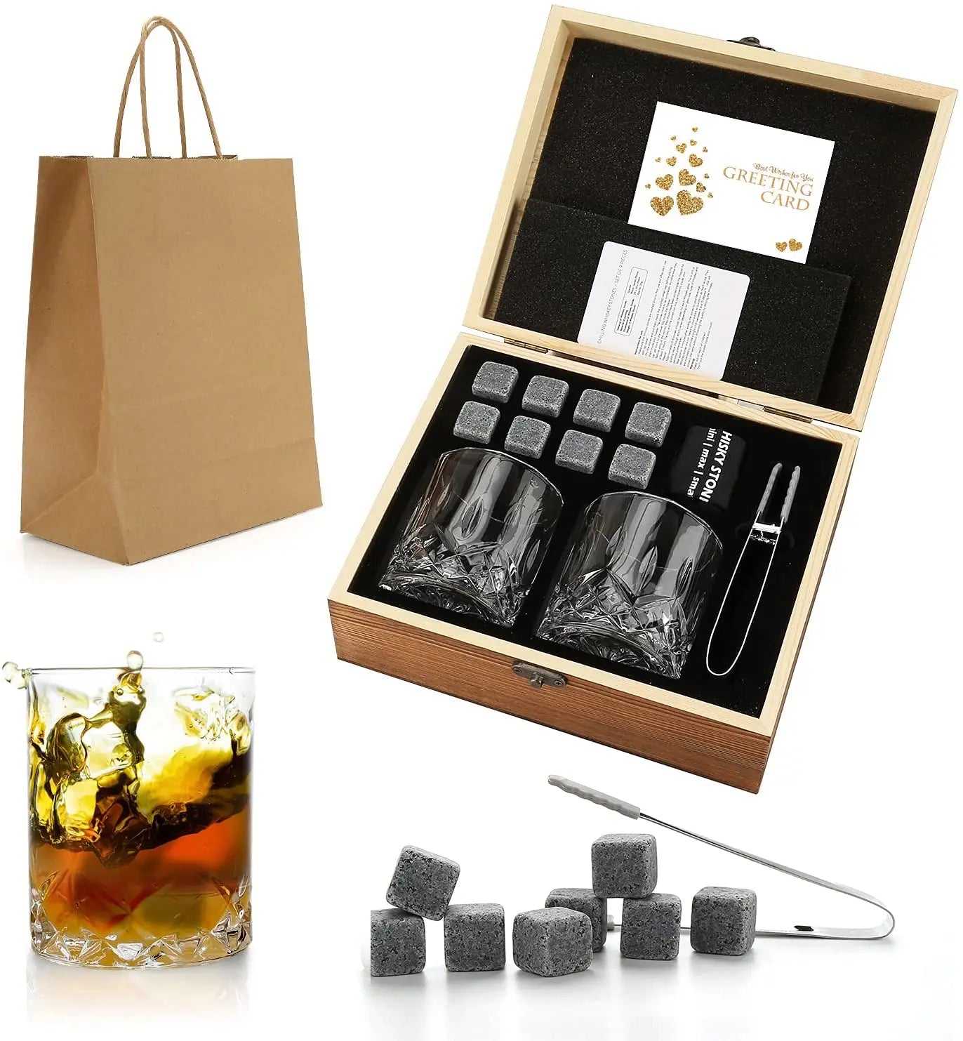 Kit Whiskey Stones & Glasses Set Box