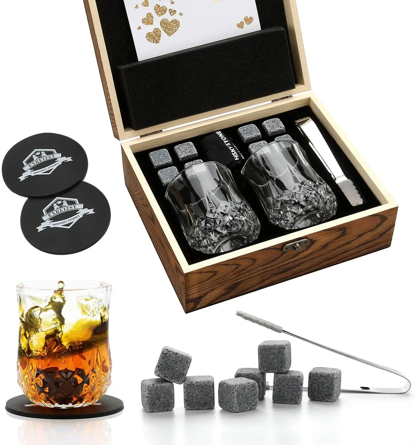 Kit Whiskey Stones & Glasses Set Box