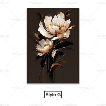 Luxury Black Golden Plant Leaf Art