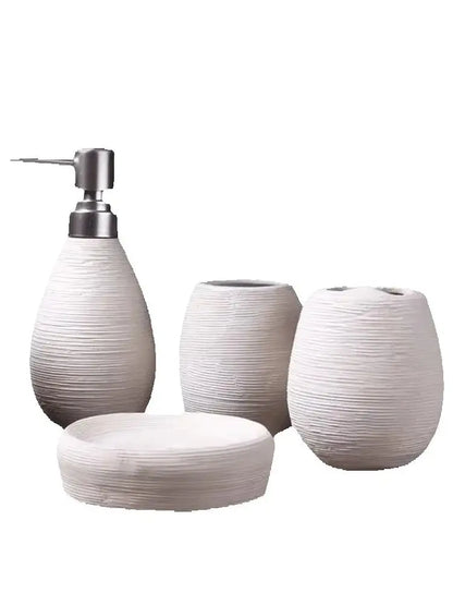 Bathroom Ceramic Set Shampoo Dispenser Bottle Soap Dish Toothbrush Holders Rinse Cup Bathroom Accessories Set