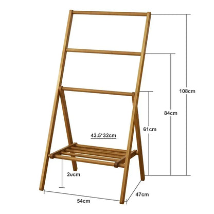 Modern Design Wooden Bedroom Floor Space Arrangement Storage Rack Hangers Foldable Towel Rack Shoe Rack Clothing Rack