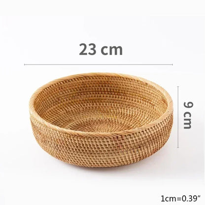 Handwoven Rectangular Rattan Wicker Basket Fruit Tea Snack Bread Picnic Cosmetic Storage Box Kitchen Supplies Household Tools