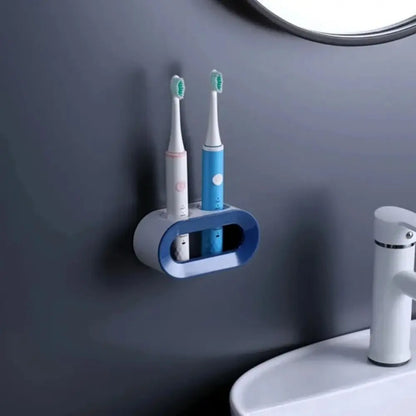 Wall-Mounted Electric Toothbrush Holder Double Hole Self-adhesive Toothbrush Stand Rack Detachable Space Saving
