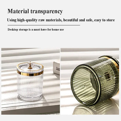 Multifunctional Cosmetic Organizer Dustproof Makeup Cotton Swab Ball Pad Holder Makeup Tool Storage Box Container for Desktop