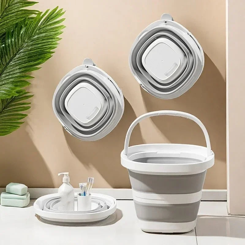 Versatile Folding Water Bucket with Handle for Home and Outdoor Use - Collapsible Fishing Pail for Portable Storage