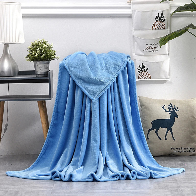 Soft Warm Blankets For Beds Winter Mink Throw Solid Sofa Cover Bedspread Winter Plaid Blankets  Winter Sheet Bedspread