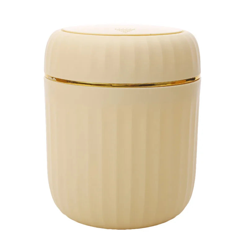 2024 New Light Luxury Mini Wastebasket Trash Can with Press Lid for Bathroom Vanity Makeup Table Inside Cabinet Desk Trash Bin