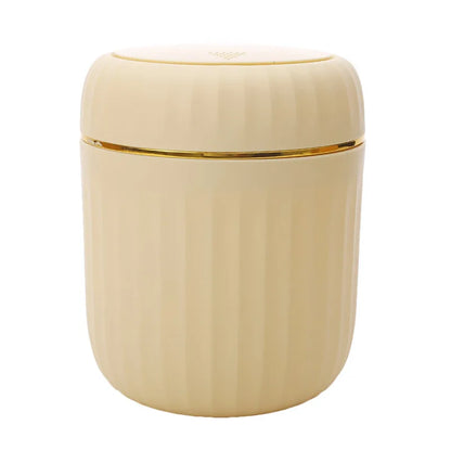 2024 New Light Luxury Mini Wastebasket Trash Can with Press Lid for Bathroom Vanity Makeup Table Inside Cabinet Desk Trash Bin