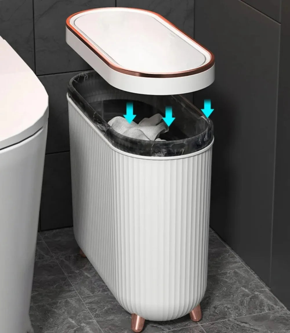 12L Luxury Bathroom Trash Can for Kitchen with Lid Dustbin Waterproof Trash Bin Wastebasket Large Capacity Garbage Bin