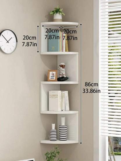 2/4/5 Layers Wooden PVC Corner Shelf Burlywood Storage Shelf Boho Home Decoration Floating Wall Organizer Room Decors Aesthetic