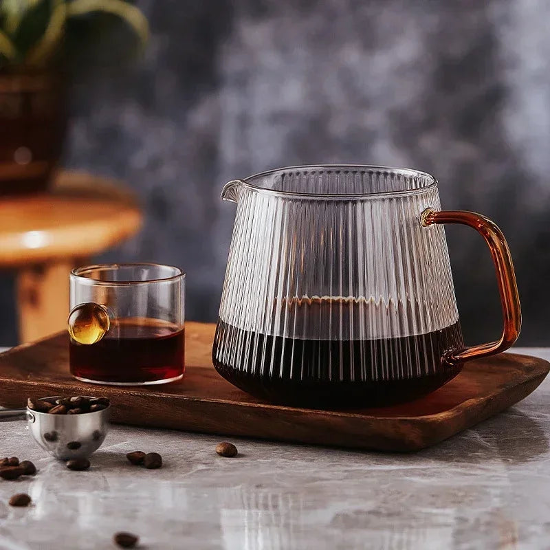 Stylish High Borosilicate Glass Coffee Pot with V-Shaped Spout -  for Pour-Over Brewing and Home Coffee Rituals