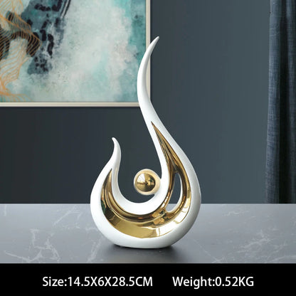 Nordic Abstract Ceramic Figurine Light Luxury Living Room Home Decoration Office Sculpture Decor Desk Accessories Craft Gift