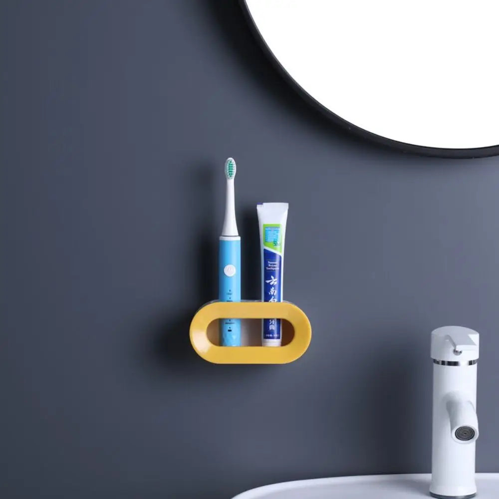 Wall-Mounted Electric Toothbrush Holder Double Hole Self-adhesive Toothbrush Stand Rack Detachable Space Saving