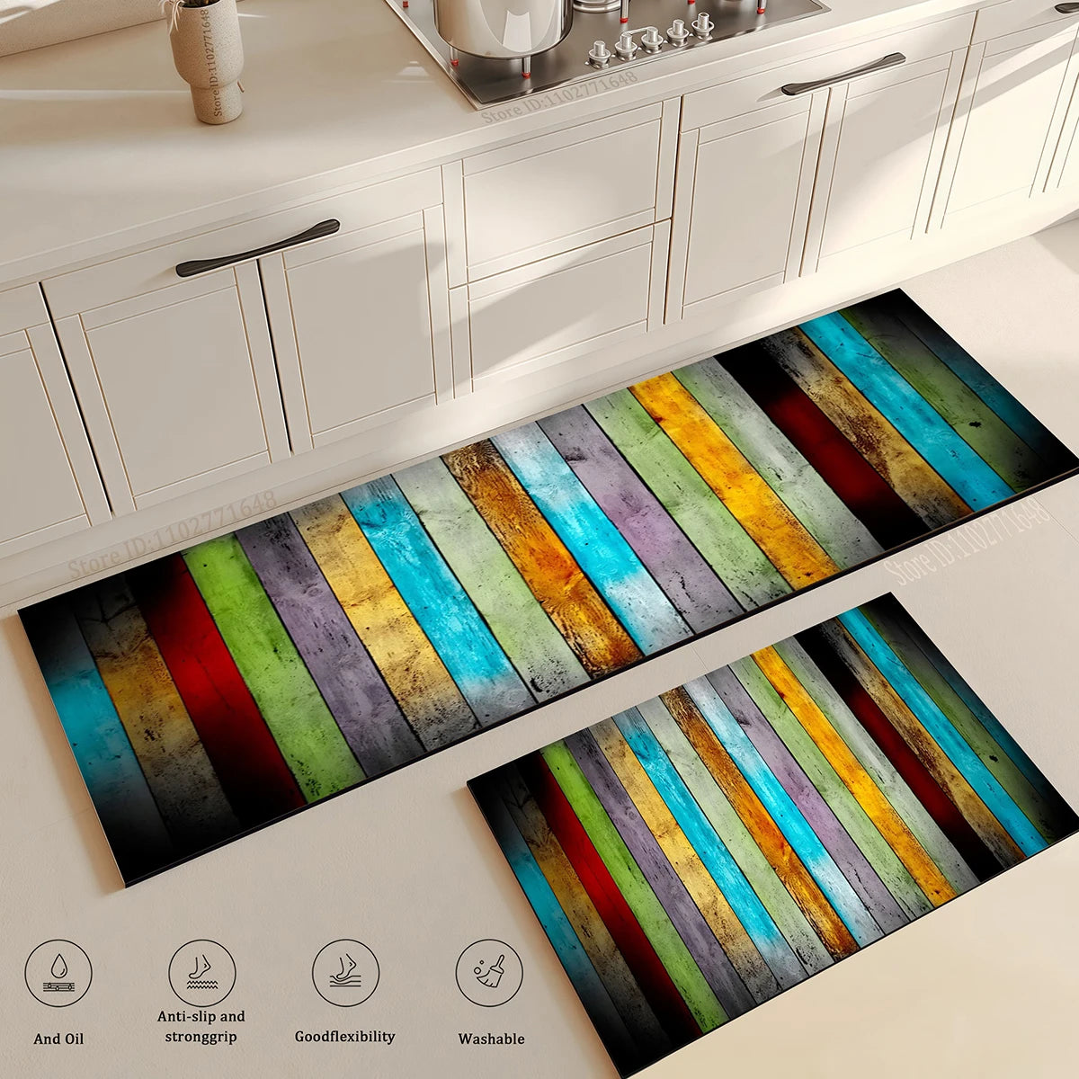 Wood Grain Kitchen Rug Bedroom Entrance Doormat Anti-Slip Living Room Floor Decor Washable Carpet Home Hallway Quality Foot Mat