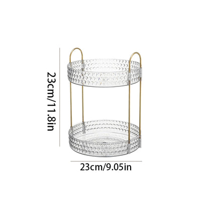 360° Rotating Cosmetic Organizer 3 Tier Transparent Diamond Pattern Cosmetic Rack Bathroom Cosmetic Vanity Organizer Countertop