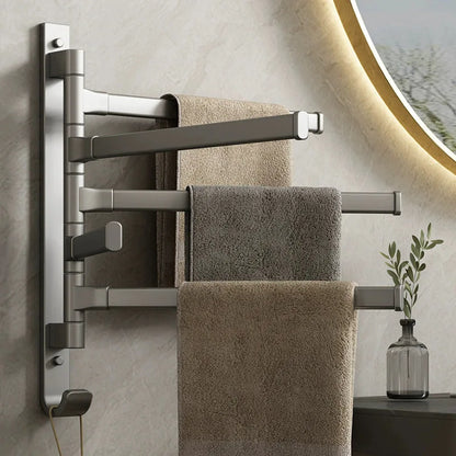 Bathroom Towel Rack Rotatable Towel Holder Space Aluminum 1/2/3/4/5-Bar Towel Hanger Kitchen Shelf Paper Hanging Wall Mounted