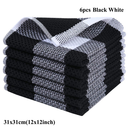 Olanly 100% Cotton Dishcloth For Kitchen Towel Home Ultra Soft Absorbent Dish Cloth Reusable Clean Tool Microfiber Kitchen Towel