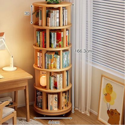 Solid wood rotating bookshelf 360