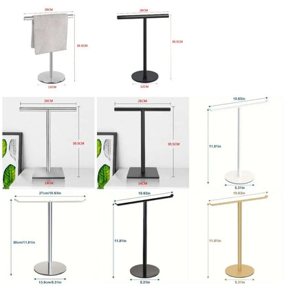 Stainless Steel Bath Towel Stand T-Shape Modern Style Bathroom Towel Hanger with Heavy Base Rustproof Hand Towel Holder Kitchen