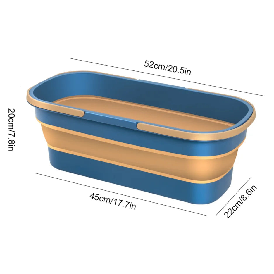Flat Mop Cleaning Bucket Foldable Portable Mop Water Pail with Handle Rectangular Folding Water Tub for Outdoor Garden Camping