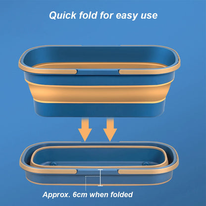 Flat Mop Cleaning Bucket Foldable Portable Mop Water Pail with Handle Rectangular Folding Water Tub for Outdoor Garden Camping