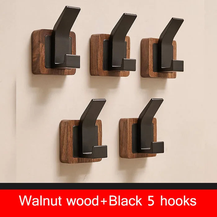 Walnut Coat Wall Hook Wall Hanging Coat Rack for Bathroom Kitchen Bedroom Hallway Wall Hooks Coat Clothes Holder