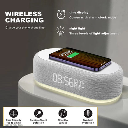 15W Wireless Chargers Pad Stand Alarm Bedroom Lamp Night Light Desktop Clock Temperature Thermometer Phone Fast Charging Dock