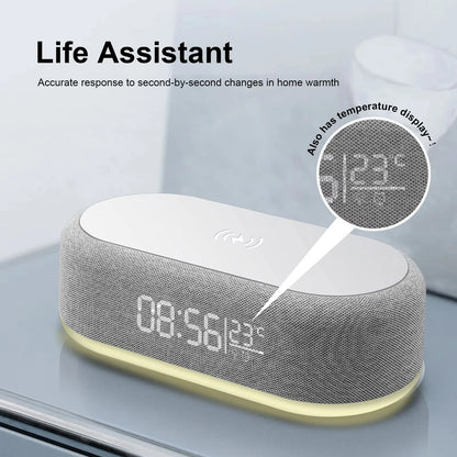 15W Wireless Chargers Pad Stand Alarm Bedroom Lamp Night Light Desktop Clock Temperature Thermometer Phone Fast Charging Dock