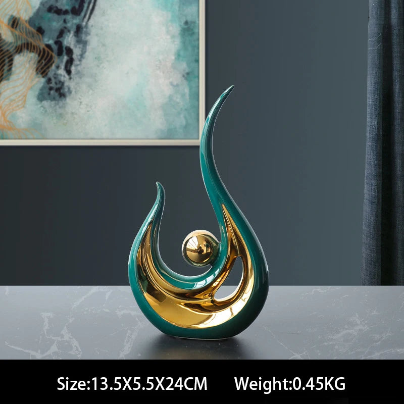 Nordic Abstract Ceramic Figurine Light Luxury Living Room Home Decoration Office Sculpture Decor Desk Accessories Craft Gift