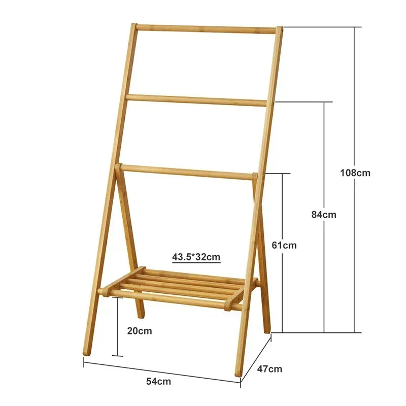 Modern Design Wooden Bedroom Floor Space Arrangement Storage Rack Hangers Foldable Towel Rack Shoe Rack Clothing Rack