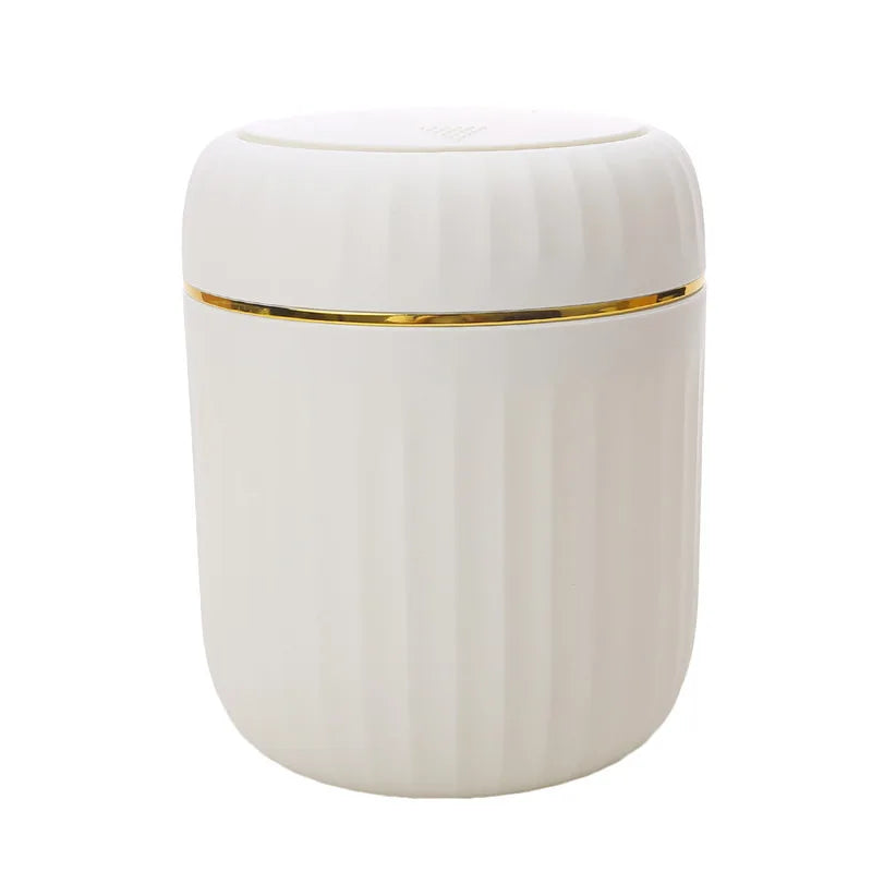 2024 New Light Luxury Mini Wastebasket Trash Can with Press Lid for Bathroom Vanity Makeup Table Inside Cabinet Desk Trash Bin