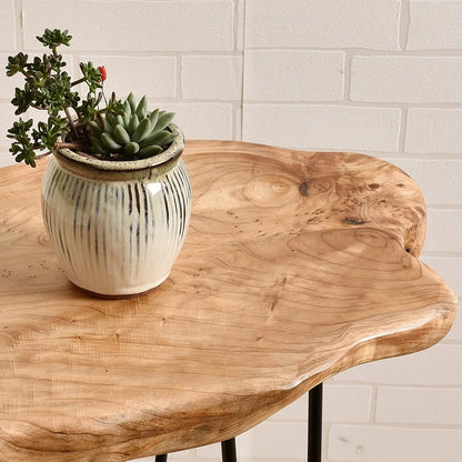 Natural Edge End Table, Wood Side Table, Nightstand, Plant Stand  ，Unique desktop for Living Room, Bedroom, Farmhouse Decor