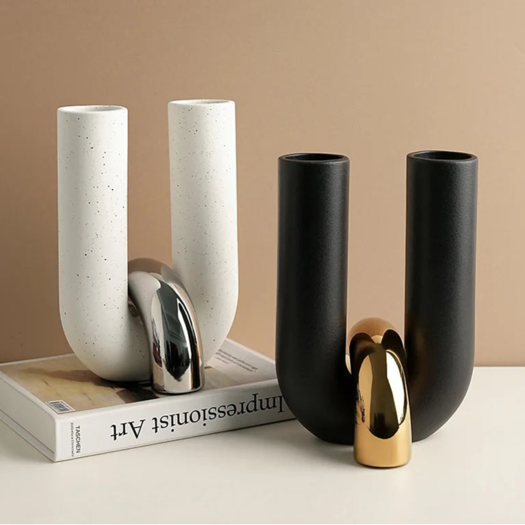 Creative U-shaped Ceramic Vase Flower