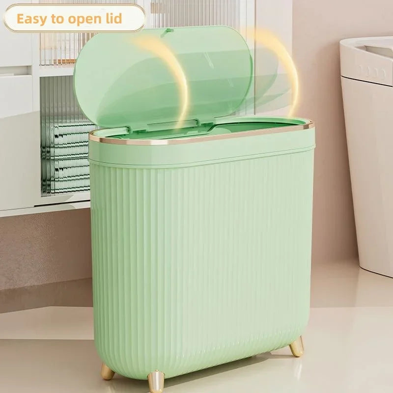 12L Luxury Bathroom Trash Can for Kitchen with Lid Dustbin Waterproof Trash Bin Wastebasket Large Capacity Garbage Bin