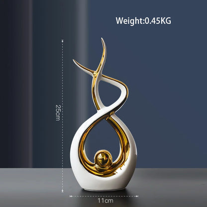 Nordic Abstract Ceramic Figurine Light Luxury Living Room Home Decoration Office Sculpture Decor Desk Accessories Craft Gift