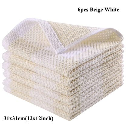 Olanly 100% Cotton Dishcloth For Kitchen Towel Home Ultra Soft Absorbent Dish Cloth Reusable Clean Tool Microfiber Kitchen Towel