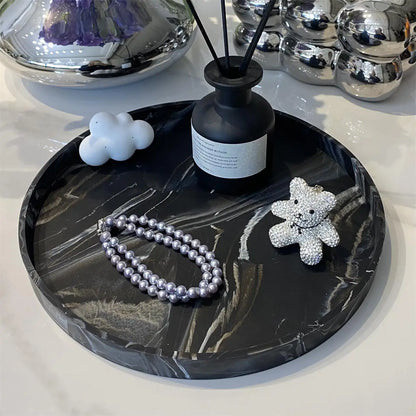 A Round Bathroom Tray Decorative Dressing Table Tray Silicone Soap Rack Kitchen Countertop Storage Rack Coffee Table Decoration for Candles, Perfumes, Plants - Decorative Tray