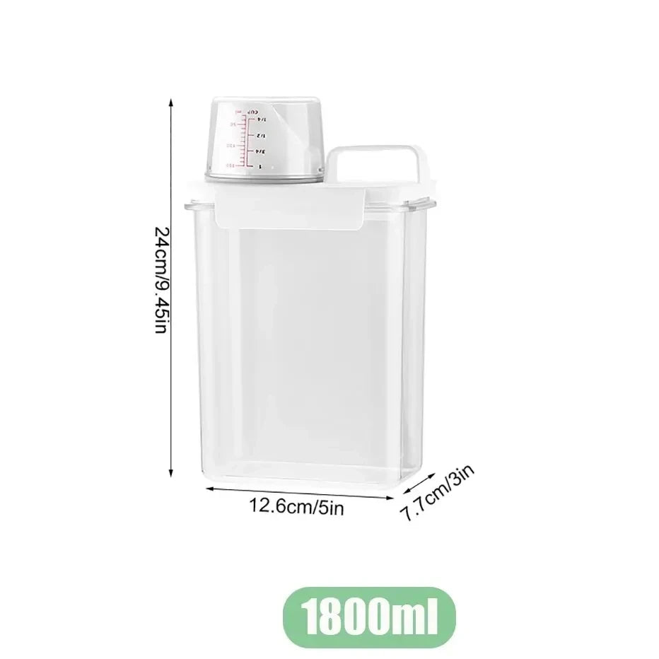 1-3pcs Airtight Laundry Detergent Powder Storage Box Jar Bleach Storage Container Large Capacity Measuring Cup