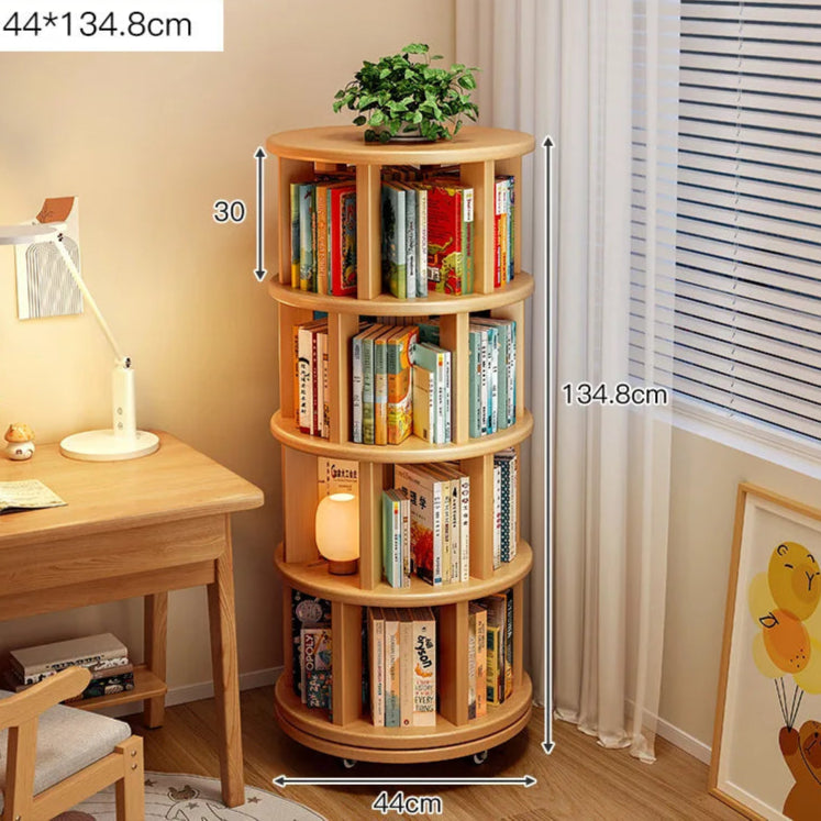 Solid wood rotating bookshelf 360