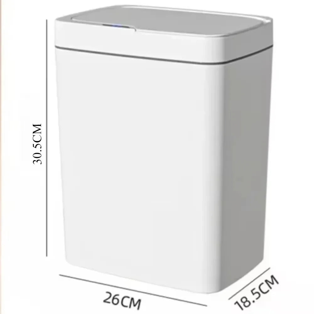 White 15L Smart Bathroom Trash Can Non-Contact Narrow Smart Sensor Trash Can Smart Home Automatic Bagging Electronic Trash Can