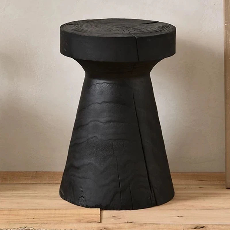 Solid Wood Stool Portable Black