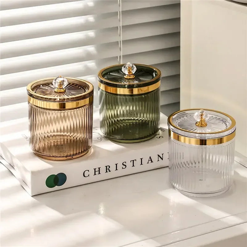 Multifunctional Cosmetic Organizer Dustproof Makeup Cotton Swab Ball Pad Holder Makeup Tool Storage Box Container for Desktop