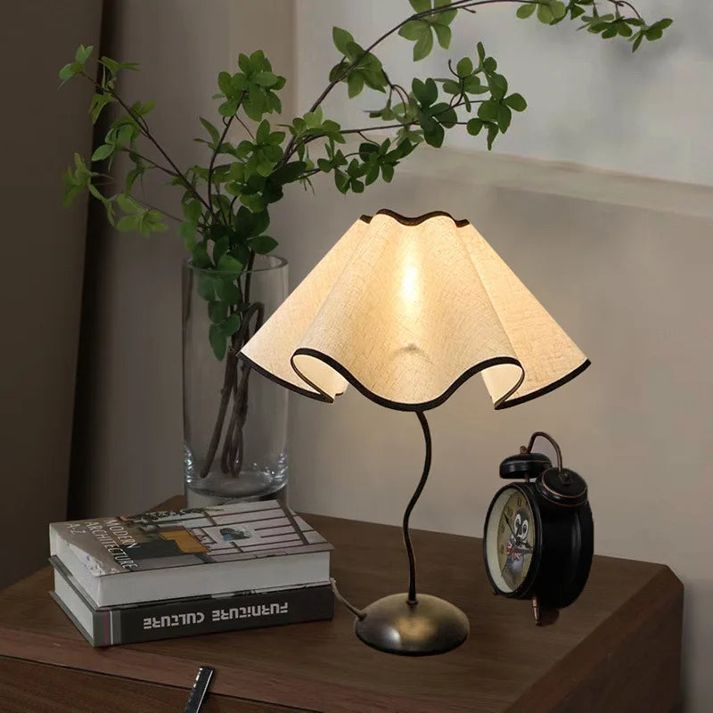 Nordic Petal LED Table Lamp Fabric12W Tricolour Light US/EU For Living Room Home Bedroom Atmosphere Decoration LED Night Light