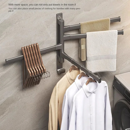 Bathroom Towel Rack Rotatable Towel Holder Space Aluminum 1/2/3/4/5-Bar Towel Hanger Kitchen Shelf Paper Hanging Wall Mounted