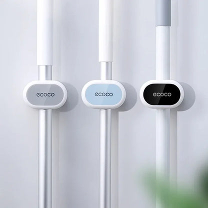 Strong Adhesive Mop Broom Holder Wall Mount - No Drill Bathroom Storage Rack, Heavy Duty Waterproof Hook for Cleaning Tools